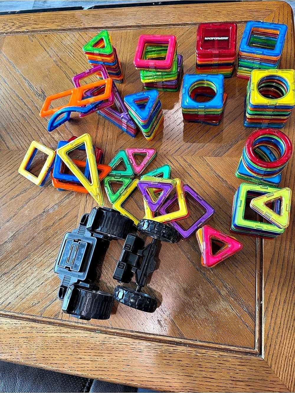 Magformers Magnetic Building Tiles Set with Wheel Accessories-145 Pcs